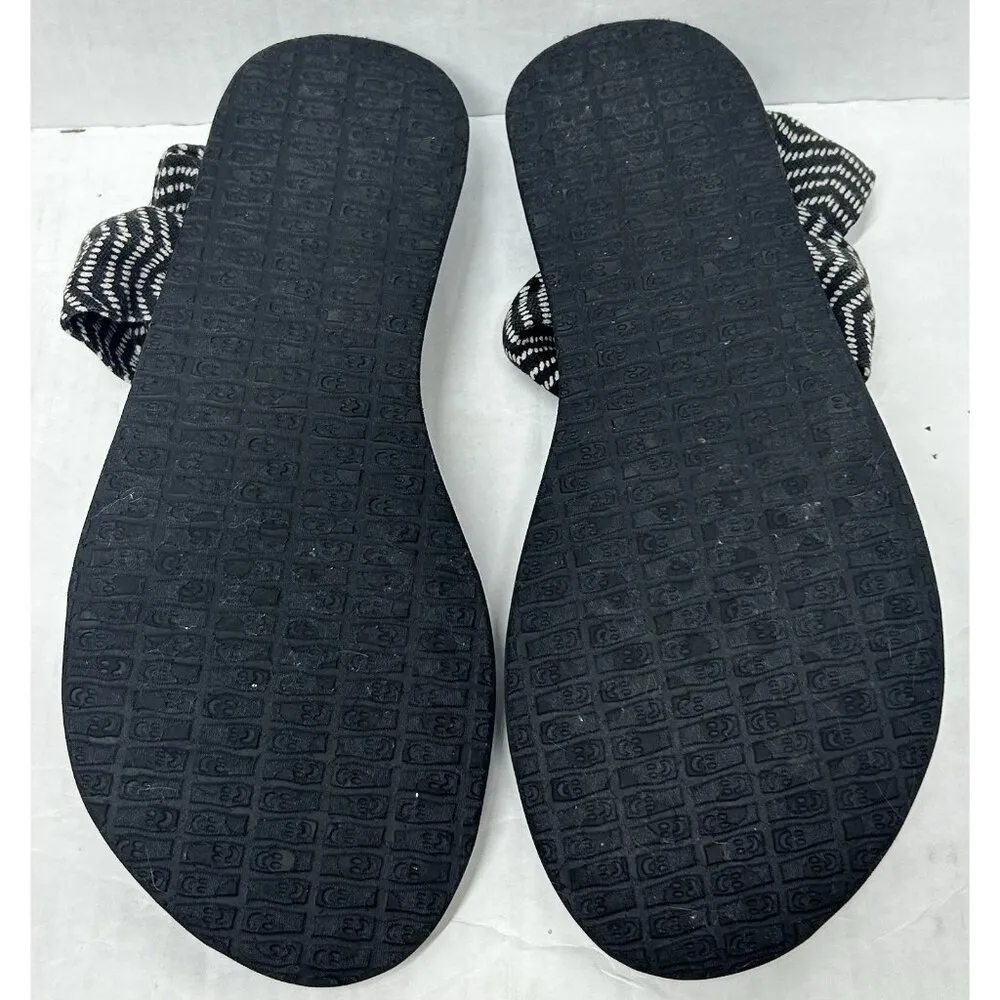 Sanuk Womens Yoga Sling Sandals Flip Flops Shoes Charcoal White Chevron Size 9 - Image 5