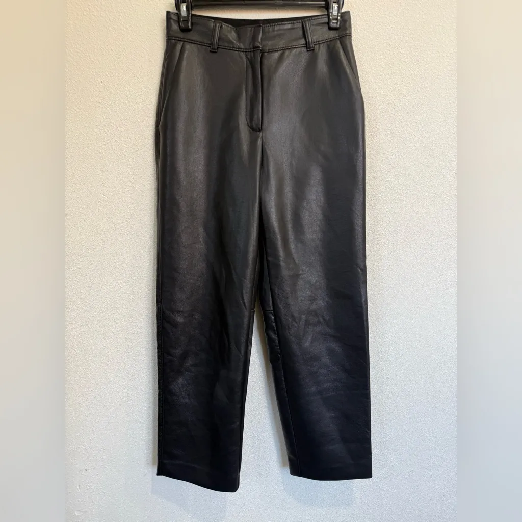 BABATON ARITZIA BLACK VEGAN
LEATHER PANTS SIZE 2 CHIC MINIMALIST CONTEMPORARY - Image 2