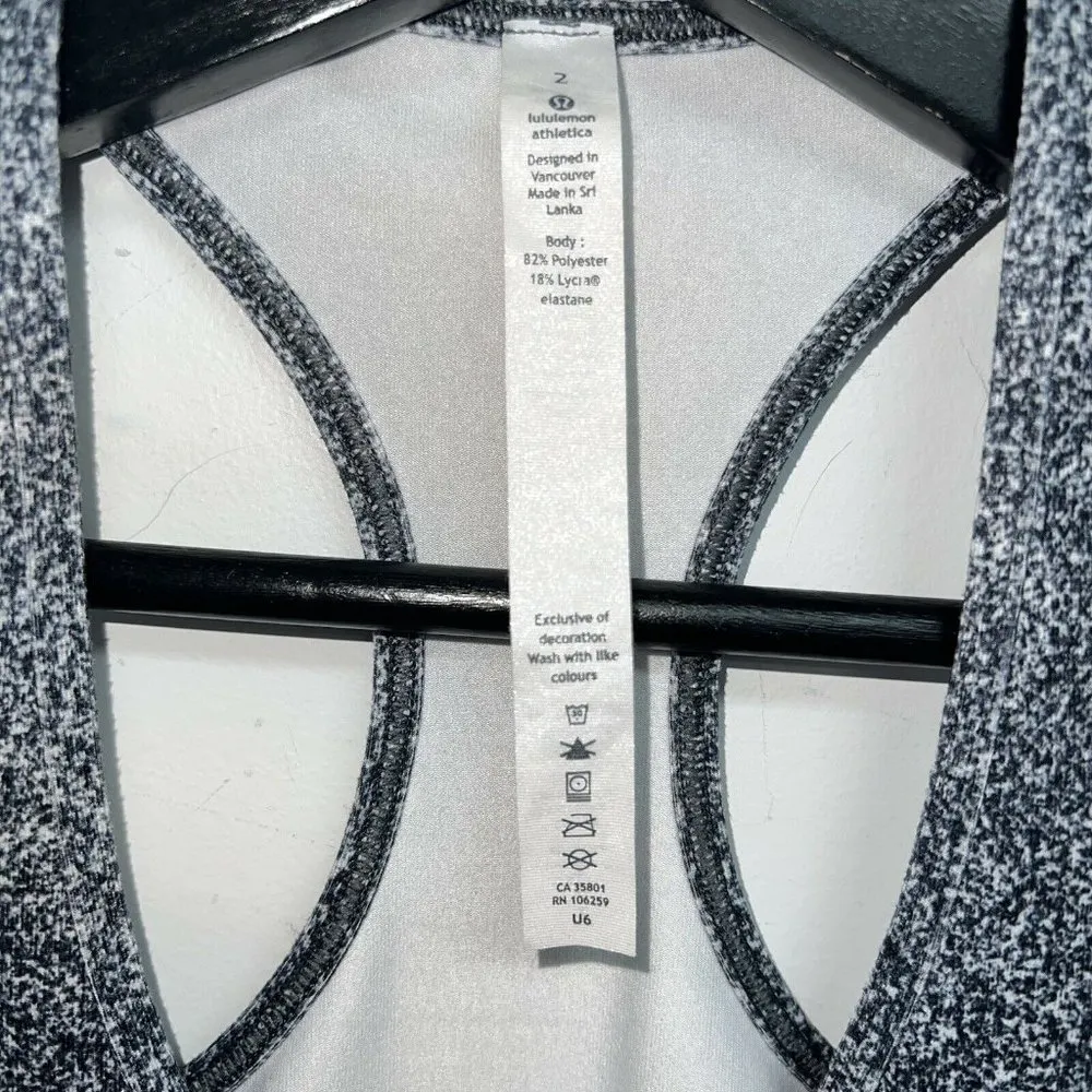 Lululemon Womens Run Swiftly Tech Racerback Tank Top Size 2 Marled Black - Image 4