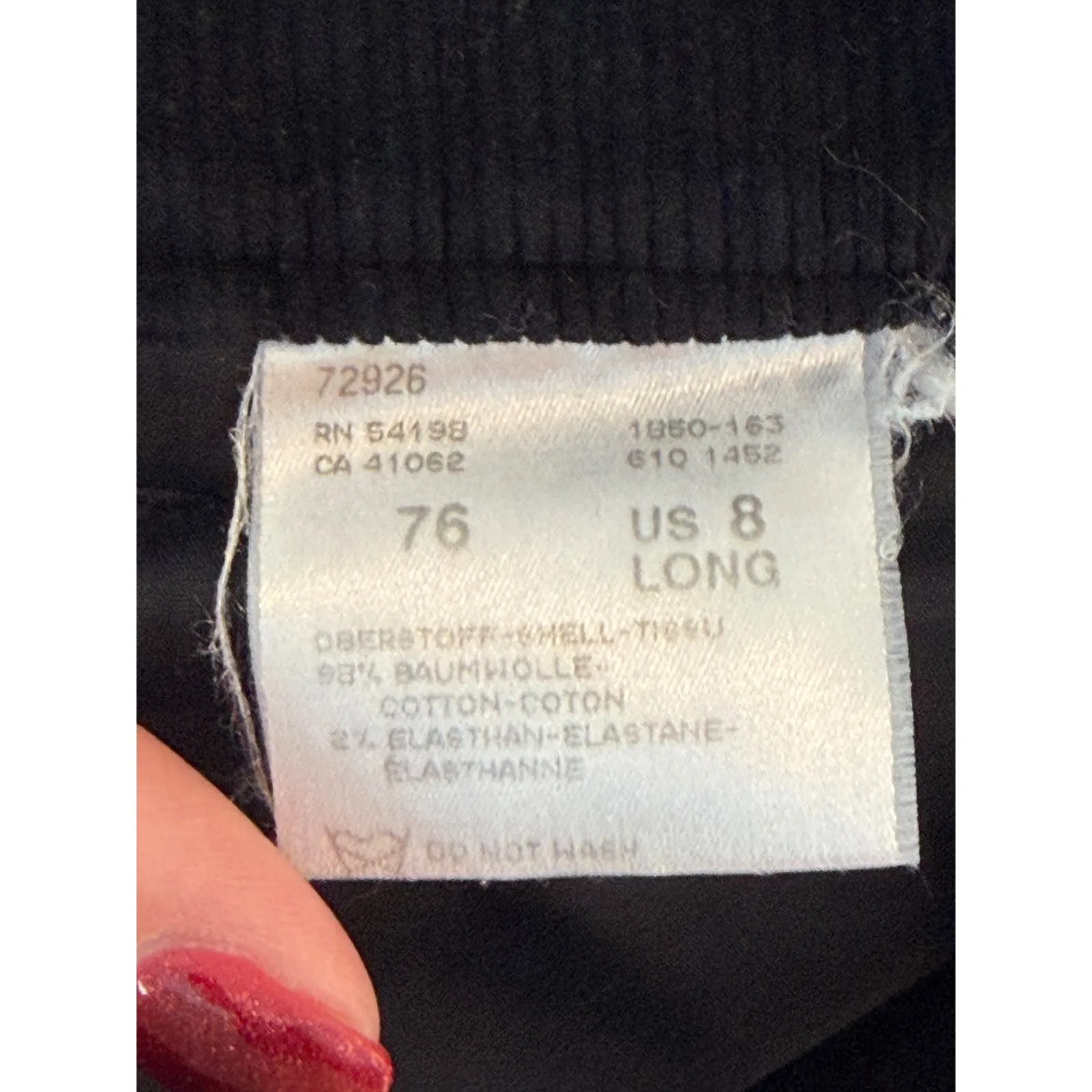 Bogner Black Corduroy Pants Women US 8 Long High Rise Straight Leg Trousers Size undefined - Image 7