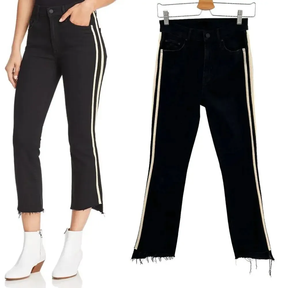 MOTHER Denim Insider Striped Crop Step - Image 2