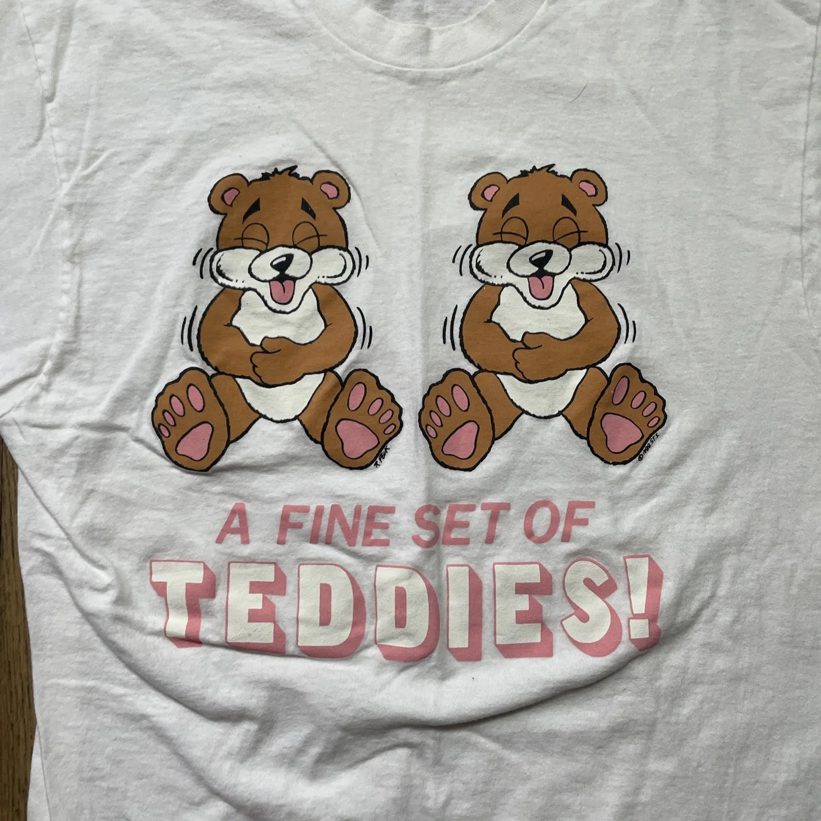 Vtg 90s Fine Set Of Teddies Funny Teddy Bear Shirt Made USA Humor SZ Large - Image 2