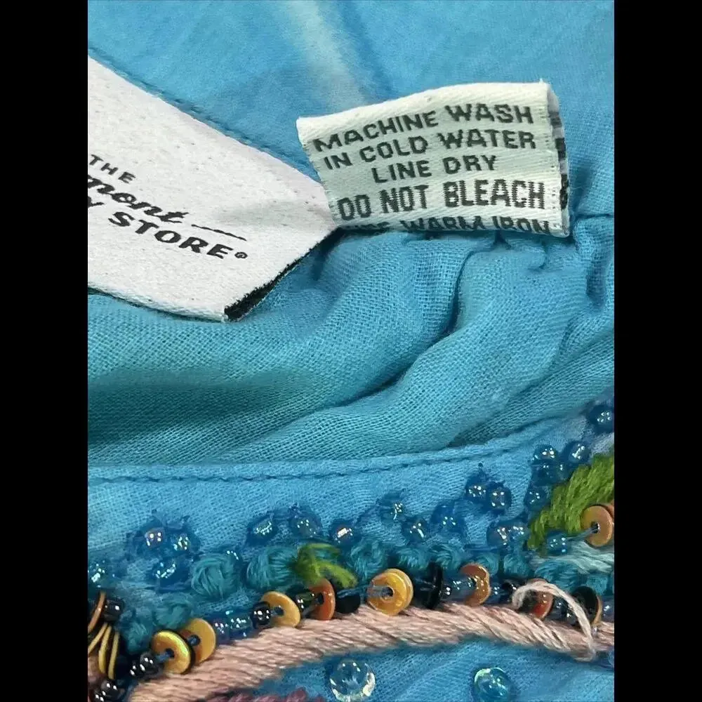 Vermont Country Store Colorful Boho MIDI Beaded Embroidered Lined Gown Medium - Image 10