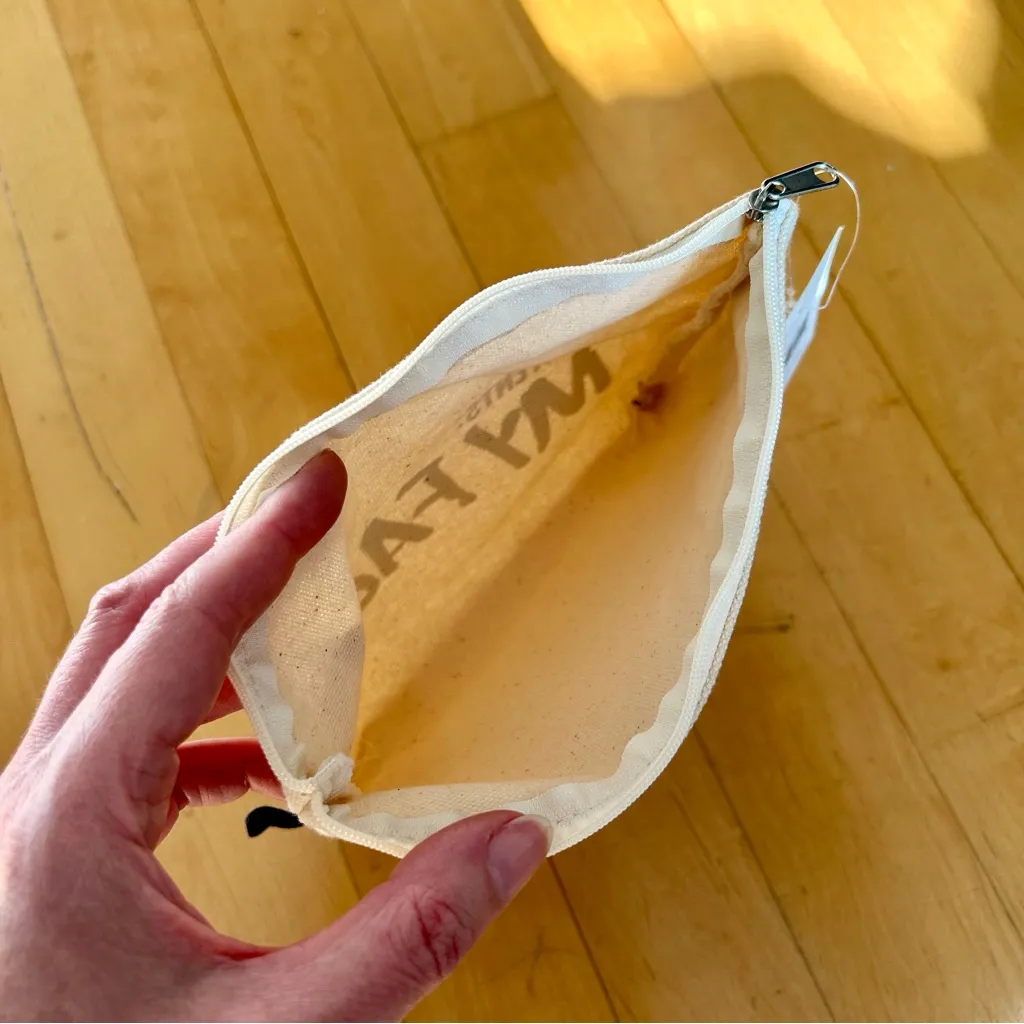 AOA Studio “Contents: My Face” Canvas Travel, Makeup Bag Pouch, Cream, Black - Image 4