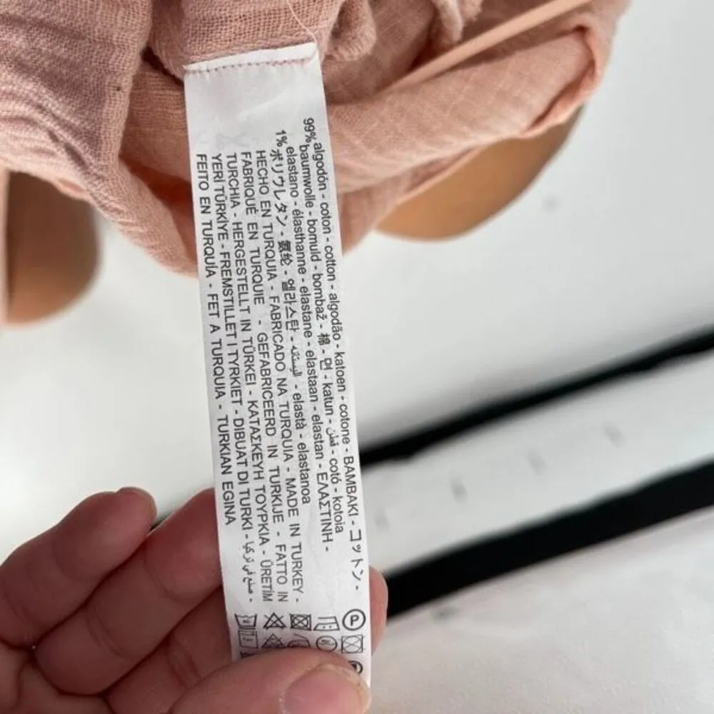 NWT Zara Women's Gauzy‎ Tie Waist Jumpsuit Pink Rose Small Minimalist Textured - Image 9