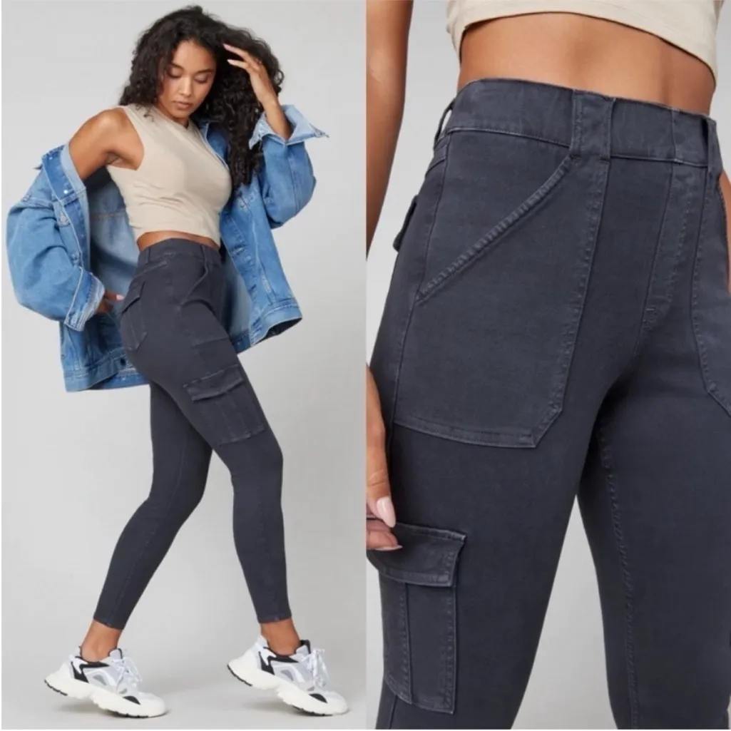 Spanx Stretch Twill Ankle Cargo Pants Washed Black 2X Petite NWT - Image 2