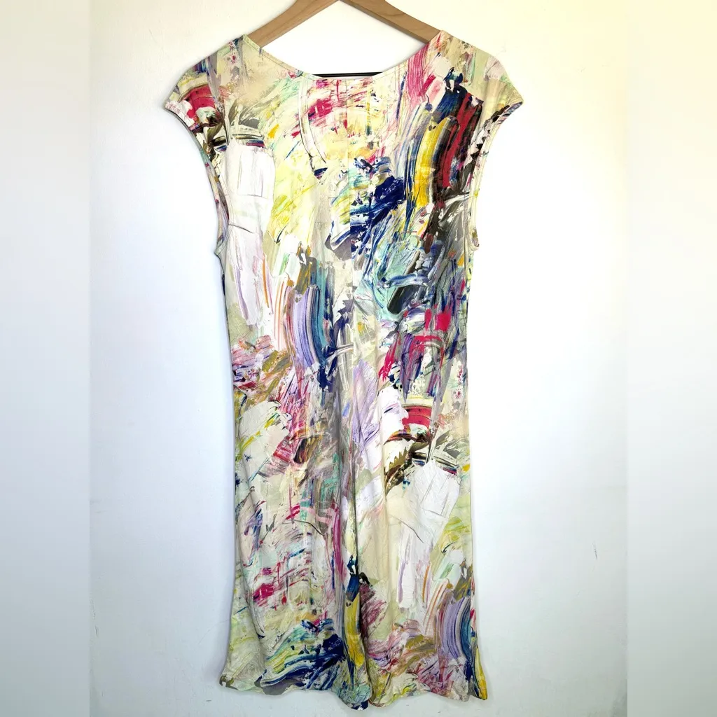 Jams‎ World Dress Color Dance Abstract Print 100% Rayon Sleeveless Resort Wear M - Image 6