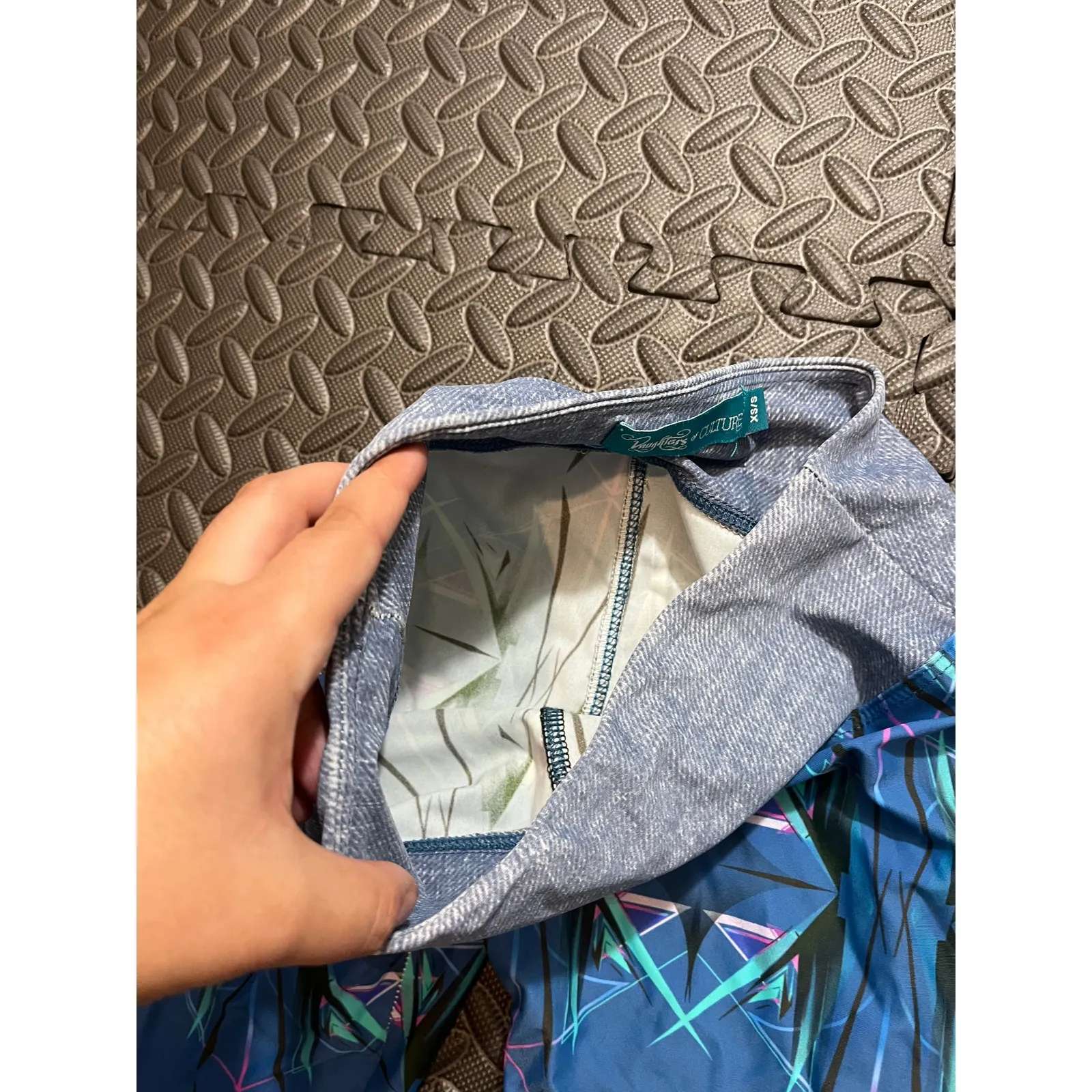 Daughters of Culture Soul Patch Leggings Blue Geometric‎ Athletic Womens XS/S - Image 3