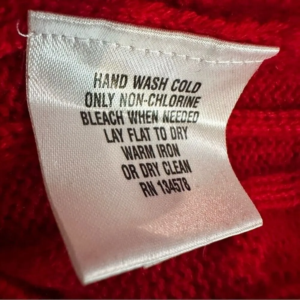 Vineyard Vines Cable Knit Wool Cashmere Sweater Womens XS Red Long Sleeve Preppy - Image 7