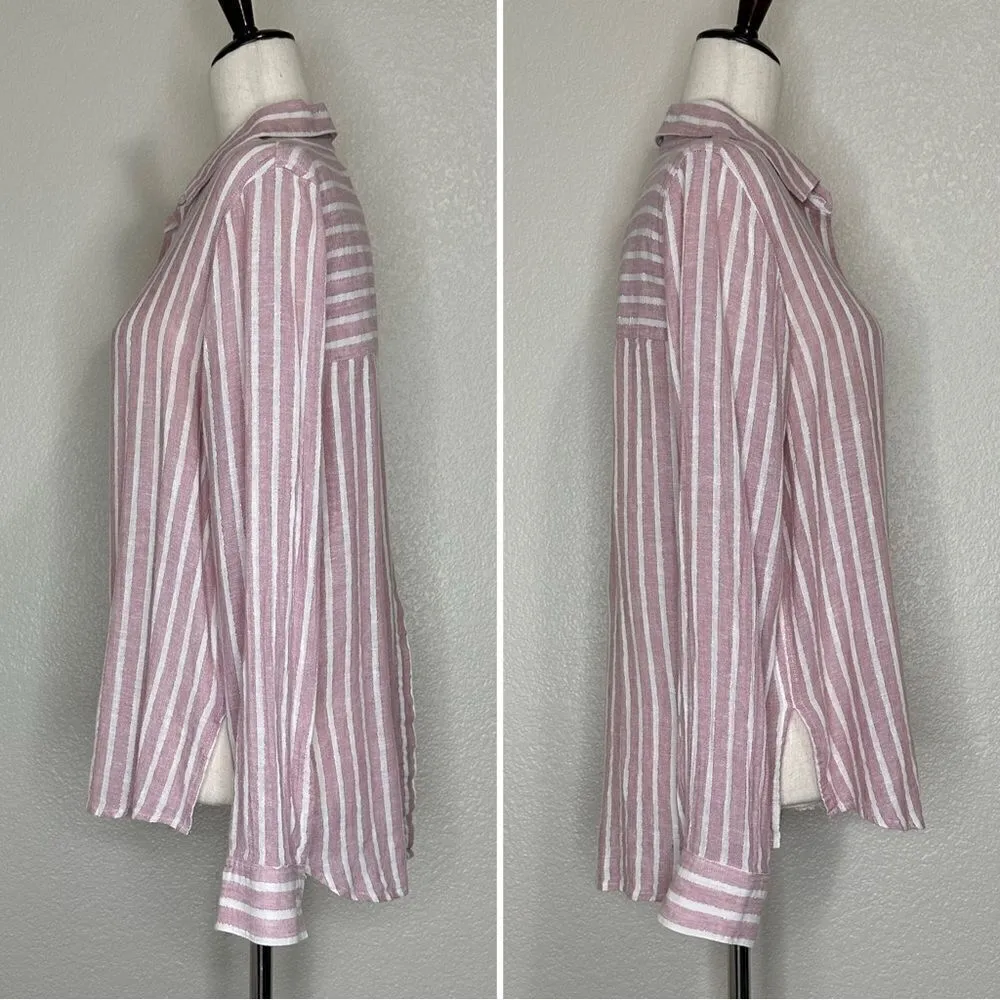 Rails Linen Blend Sydney Stripe Button Down Shirt, Sz Small - Image 6