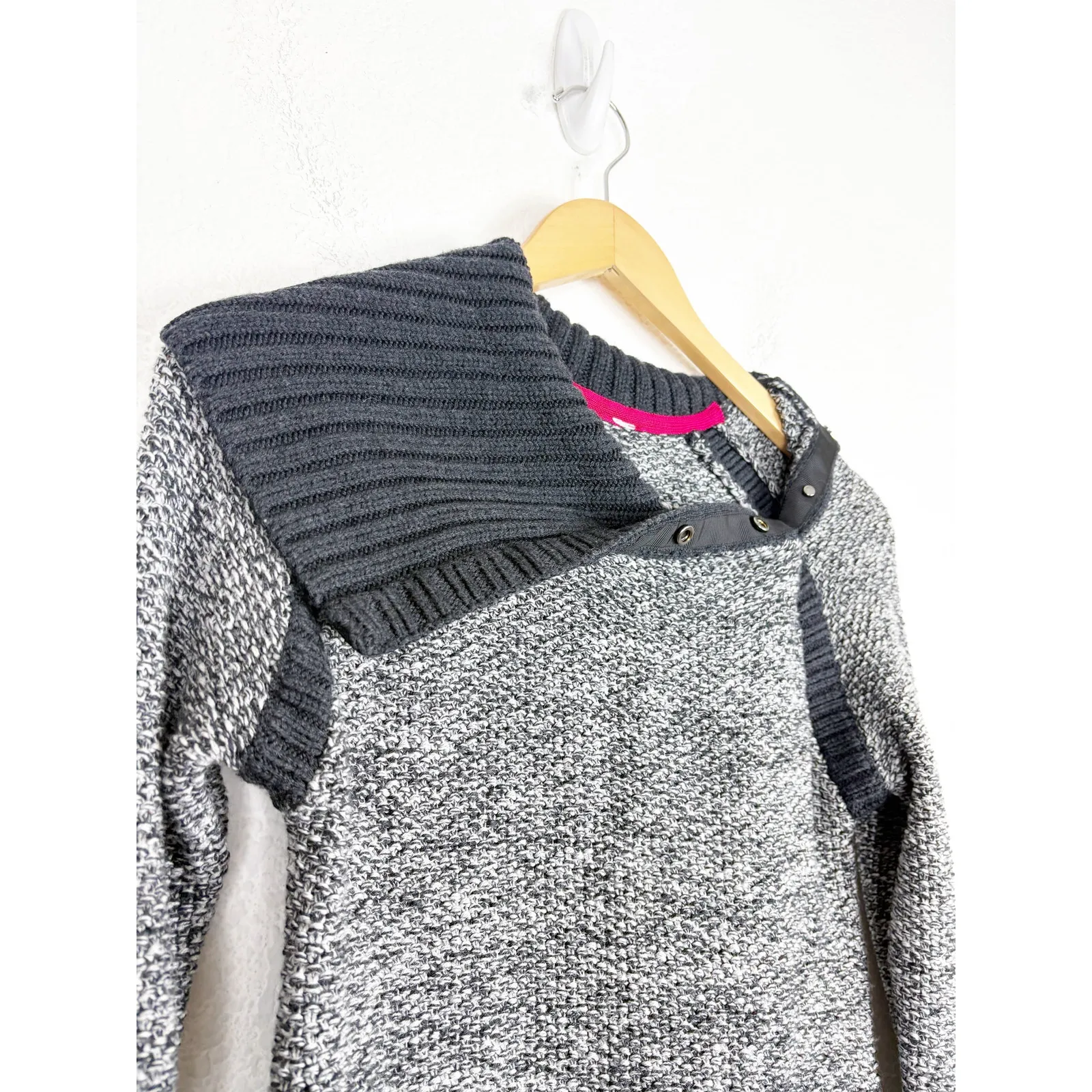 Lululemon Passage To Prana Sweater Merino Wool Pullover Snap Collar Gray Workout - Image 7