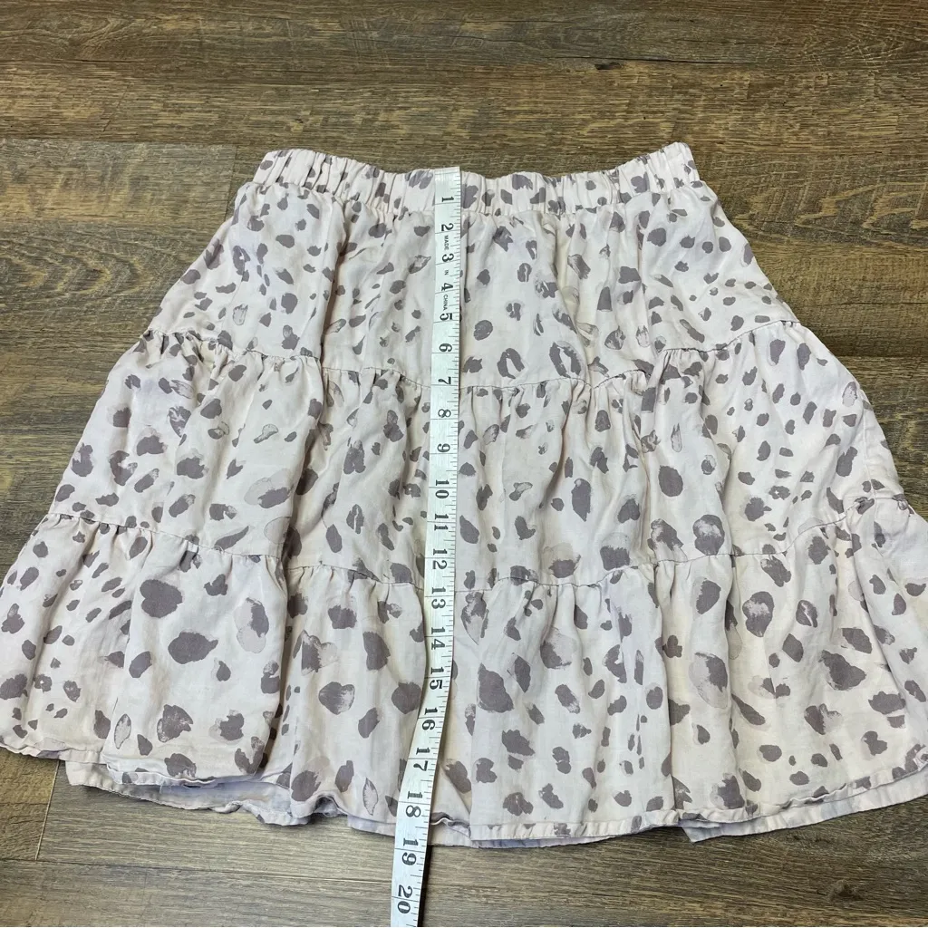 Cloth & Stone Skirt Blush Leopard Print Tiered Elastic Waist Large Anthropologie - Image 3
