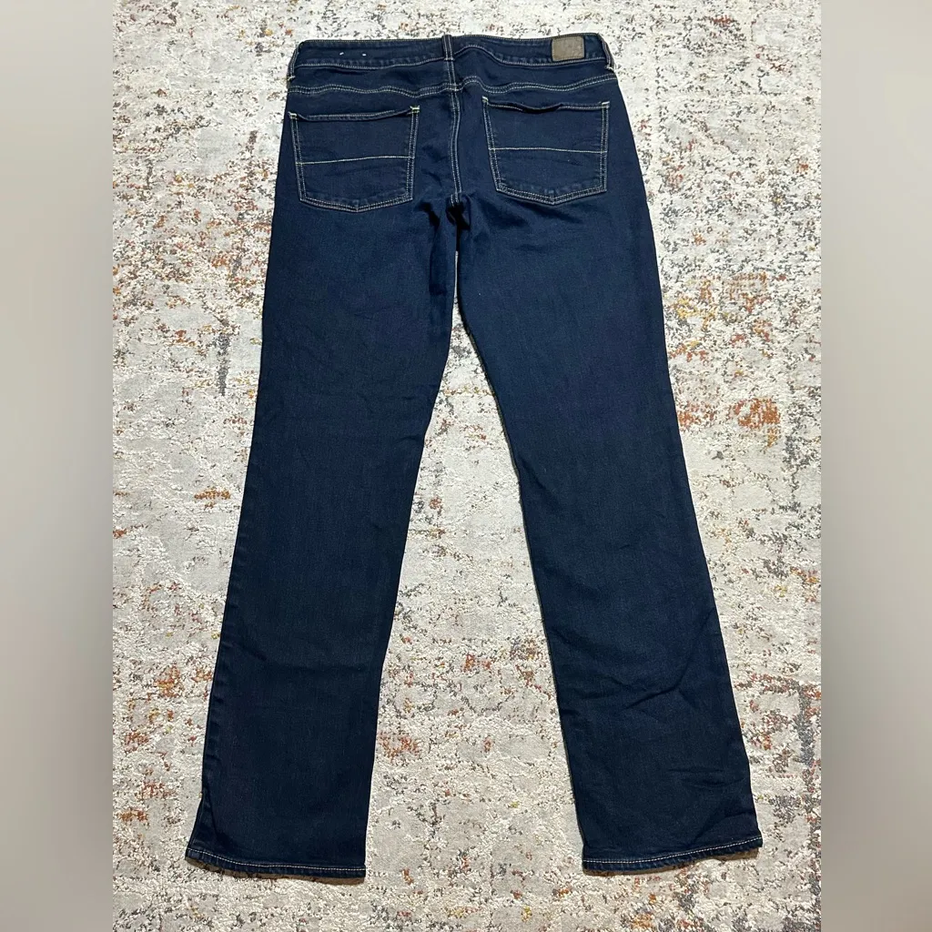 AMERICAN EAGLE Straight leg jeans size 12 long dark wash stretch - Image 2