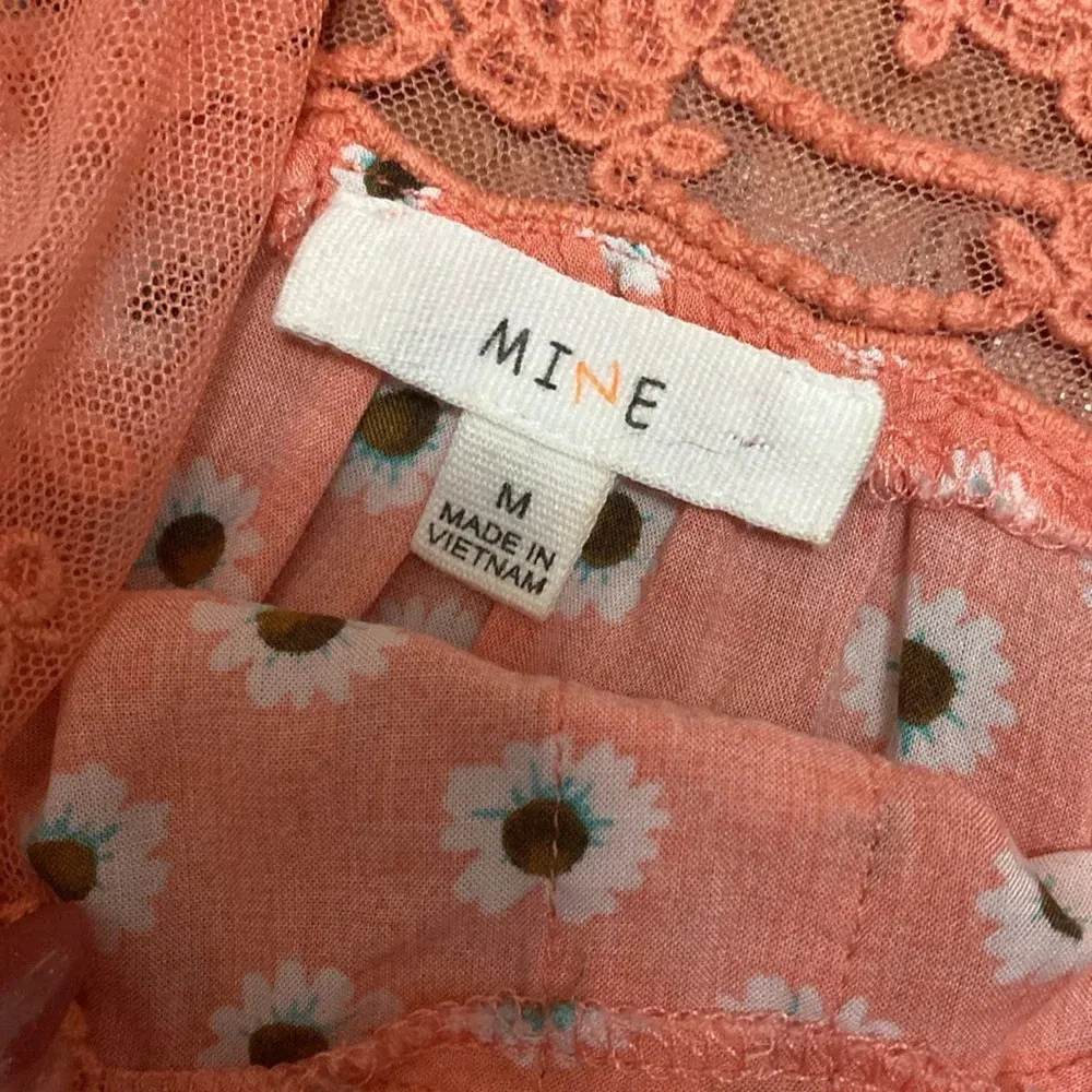 Mine Peach with Daisy Print Tank Top Size Medium Orange - Image 4
