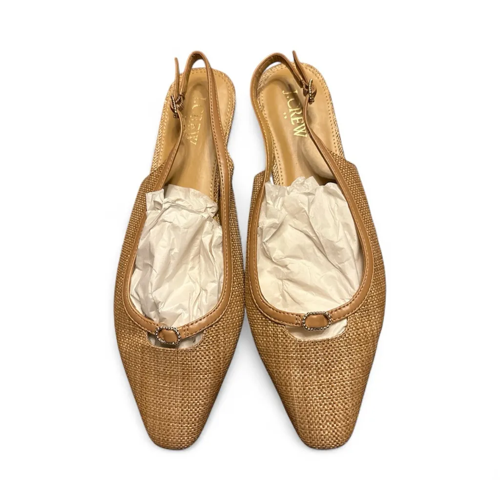 J Crew Factory women’s Woven slingback flats natural raffia Size 8 like new Tan - Image 2
