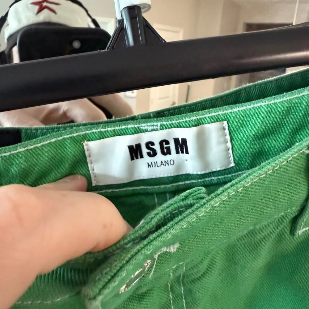 MSGM Raw Hem Mini Skirt Size 46 Color Green - Image 3