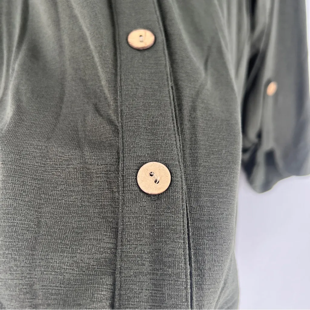 Fortune + Ivy Green Stretch Jersey Knit Button Tie Front 3/4 Sleeve Top Size XXL - Image 6