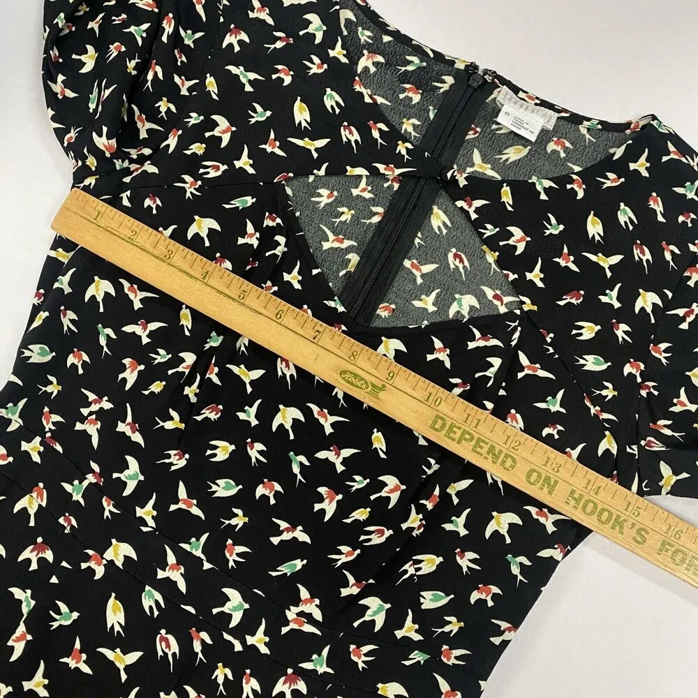 Cooperative Women's Black skater dress with multi-color bird print size 0 - Image 8