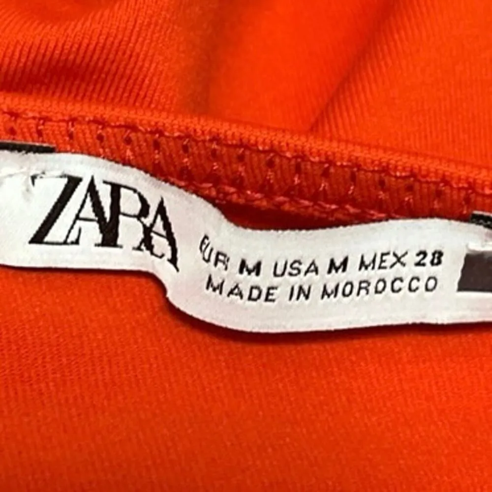 Zara Red Orange Spaghetti Strap Square Neck Cami Camisole Tank Bodysuit Top M - Image 4