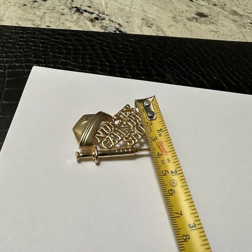 Signed Danecraft Gold Tone Nurses Call The Shots Brooch Pin For A Nurse - Image 5
