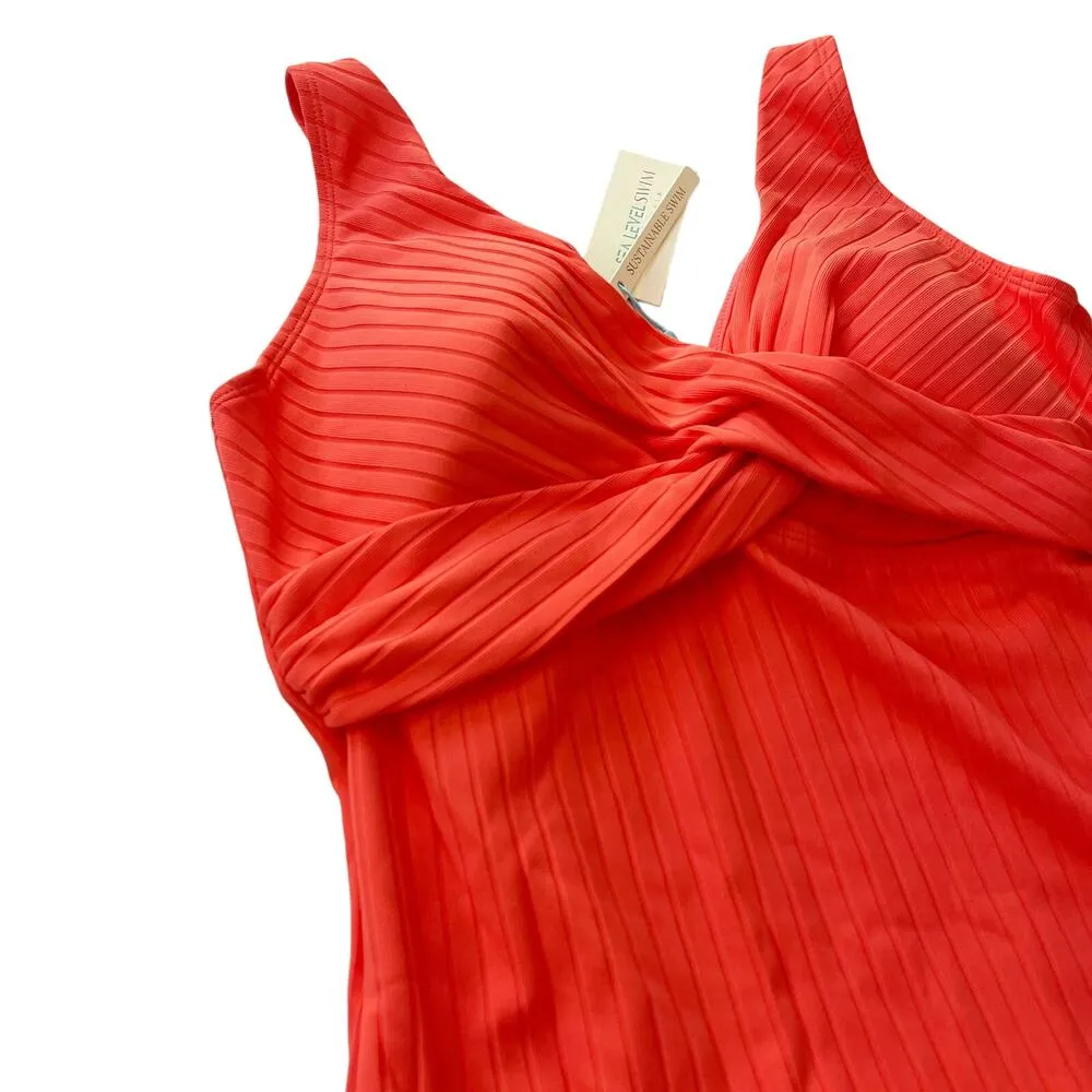 Sea Level Swim Cross Front Multifit Vesper One Piece Swimsuit Size 12 NWT Orange - Image 4