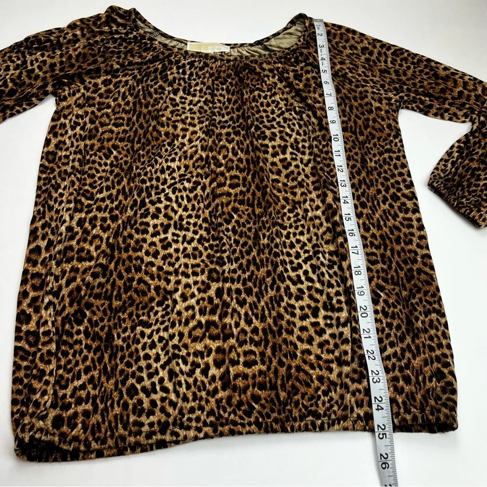 Michael Michael Kors Women SZ Small Leopard Cheetah Print Long Sleeve Blouse Top Brown - Image 7