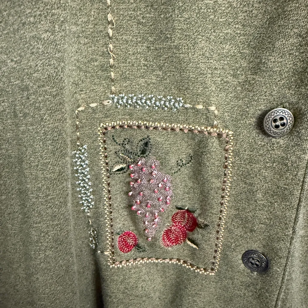 Alfred Dunner Fall Leaves Thanksgiving Embroidered Beaded Button Down Sweater - Image 6