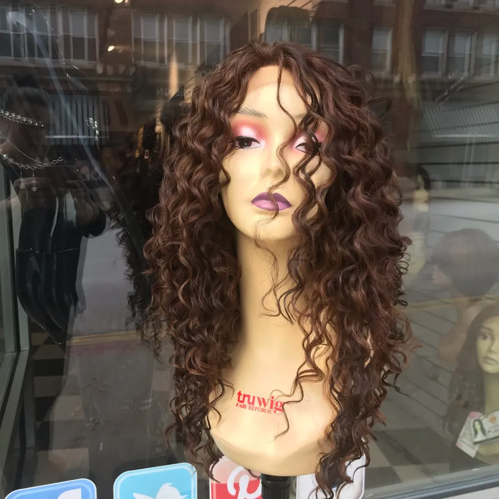Copper brown Long Curly Lacefront Wig Swisslace - Image 4