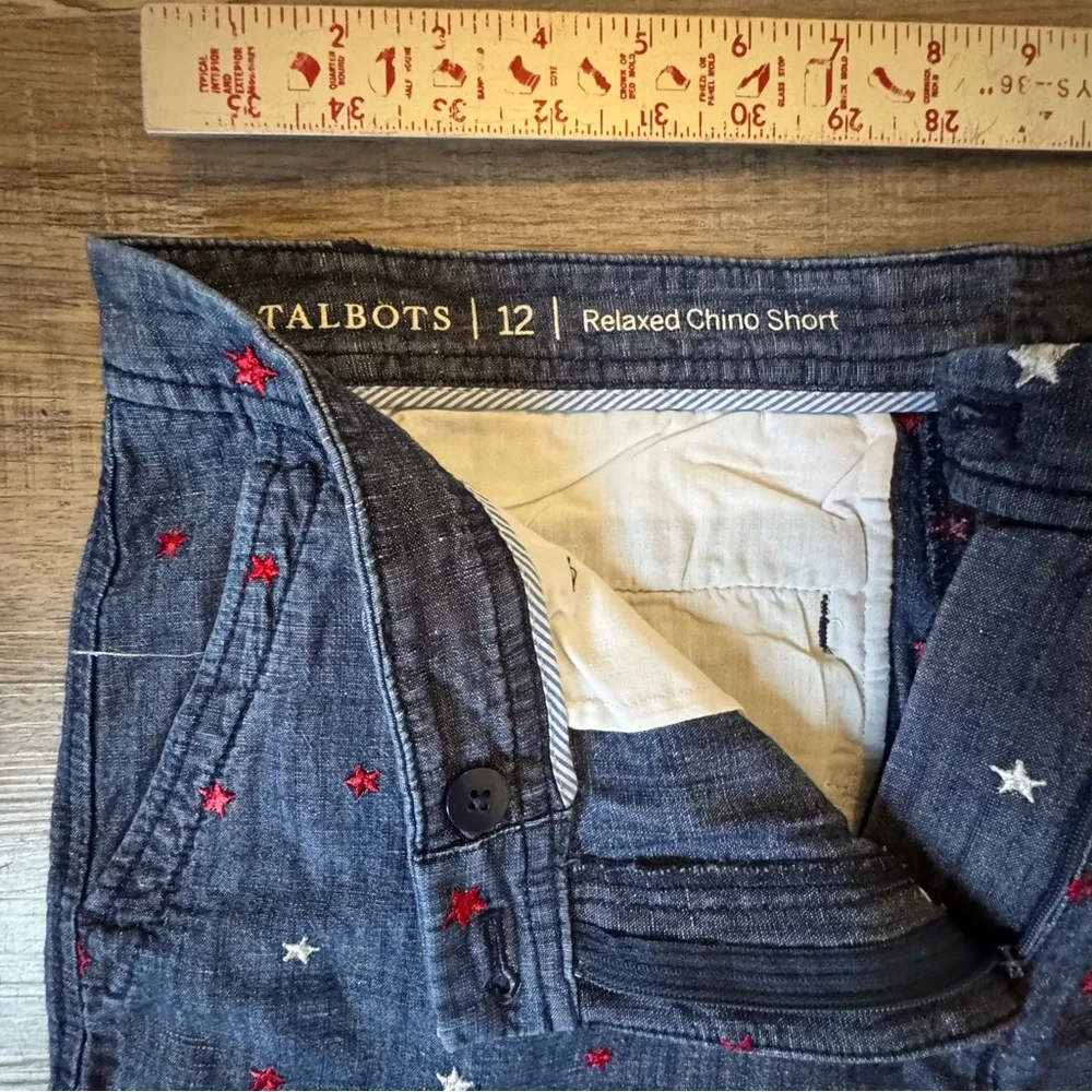 Talbots  red white and blue star Patterned Denim Shorts - Image 3