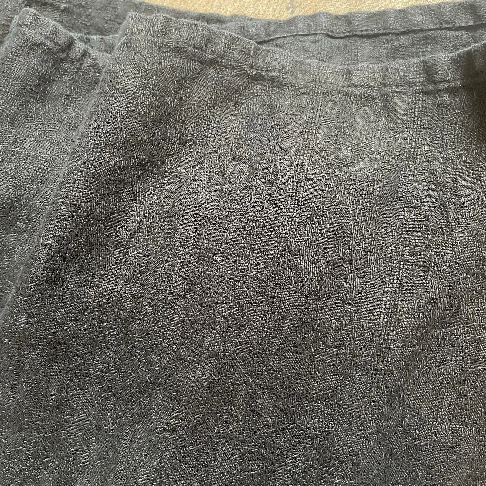 FLAX Pants Womens L Black Linen Wide Leg Elastic Waist Boho Lagenlook Relaxed Size L - Image 12