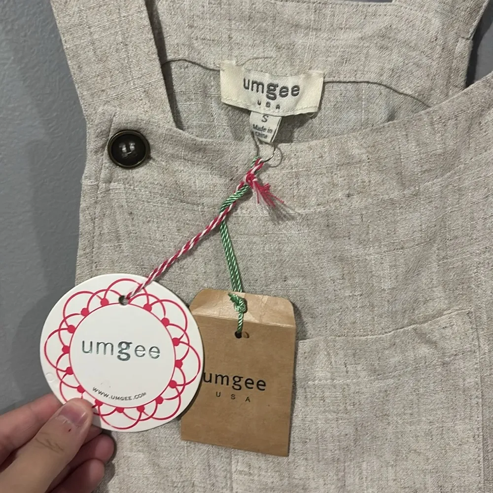 NWT Umgee Linen Cotton Blend Cream Overall Dress Size Small - Image 7