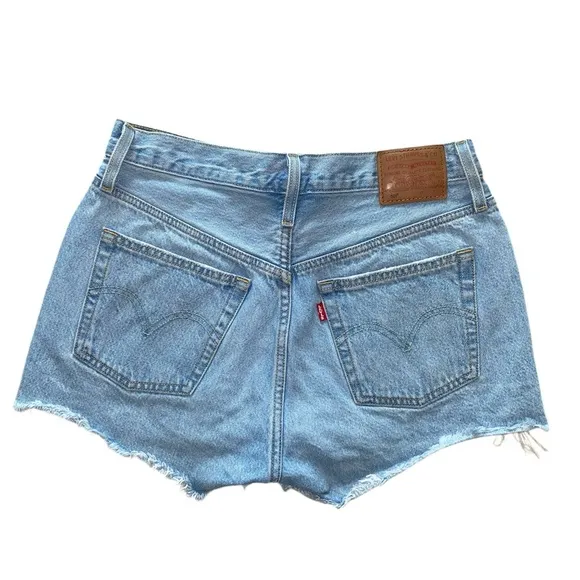 levi’s light blue distressed high waisted shorts - Image 2