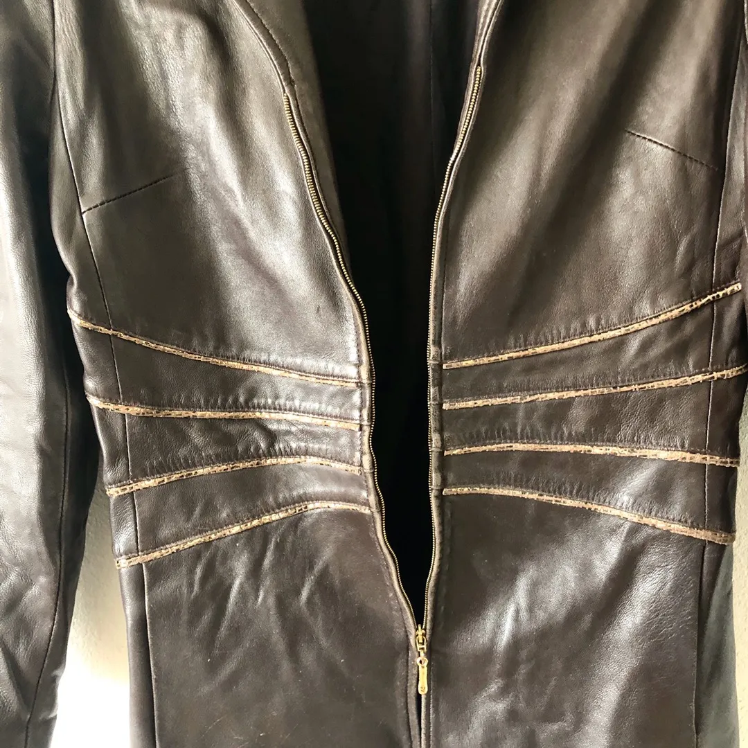 Leather Jacket Brown Size 6 - Image 5