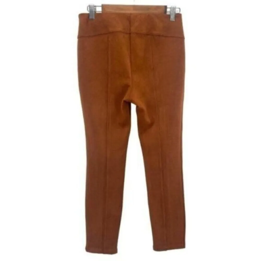 Anthropologie Faux Suede Pants Leather Split Hem Ankle Pants - Image 9