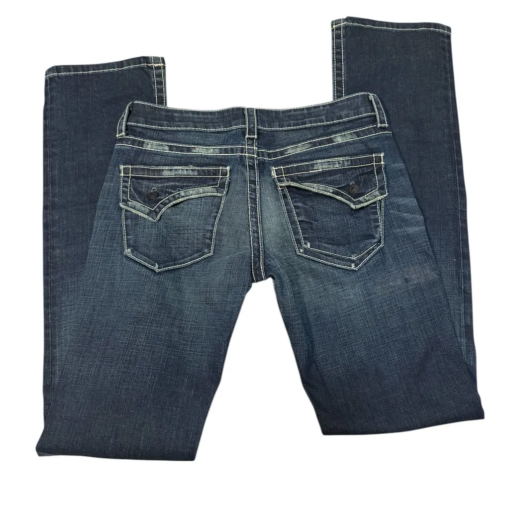 Rawkn “No Key Hole” W Straight Leg Jeans Size 28 Dark Wash Low Rise Blue - Image 4