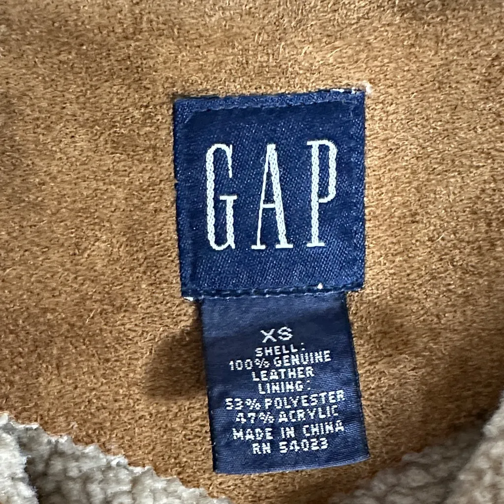 Vintage GAP 2002 Y2K Camel Cognac Tan Brown Sherpa lined jacket size XS - Image 8