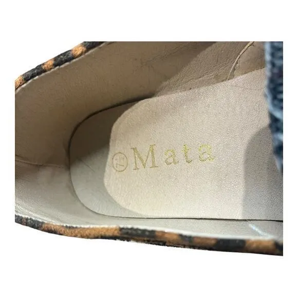 Mata‎ Animal Print Plaid Raw Edge Slip On Platform Shoes Women Size 7.5 Gray - Image 12