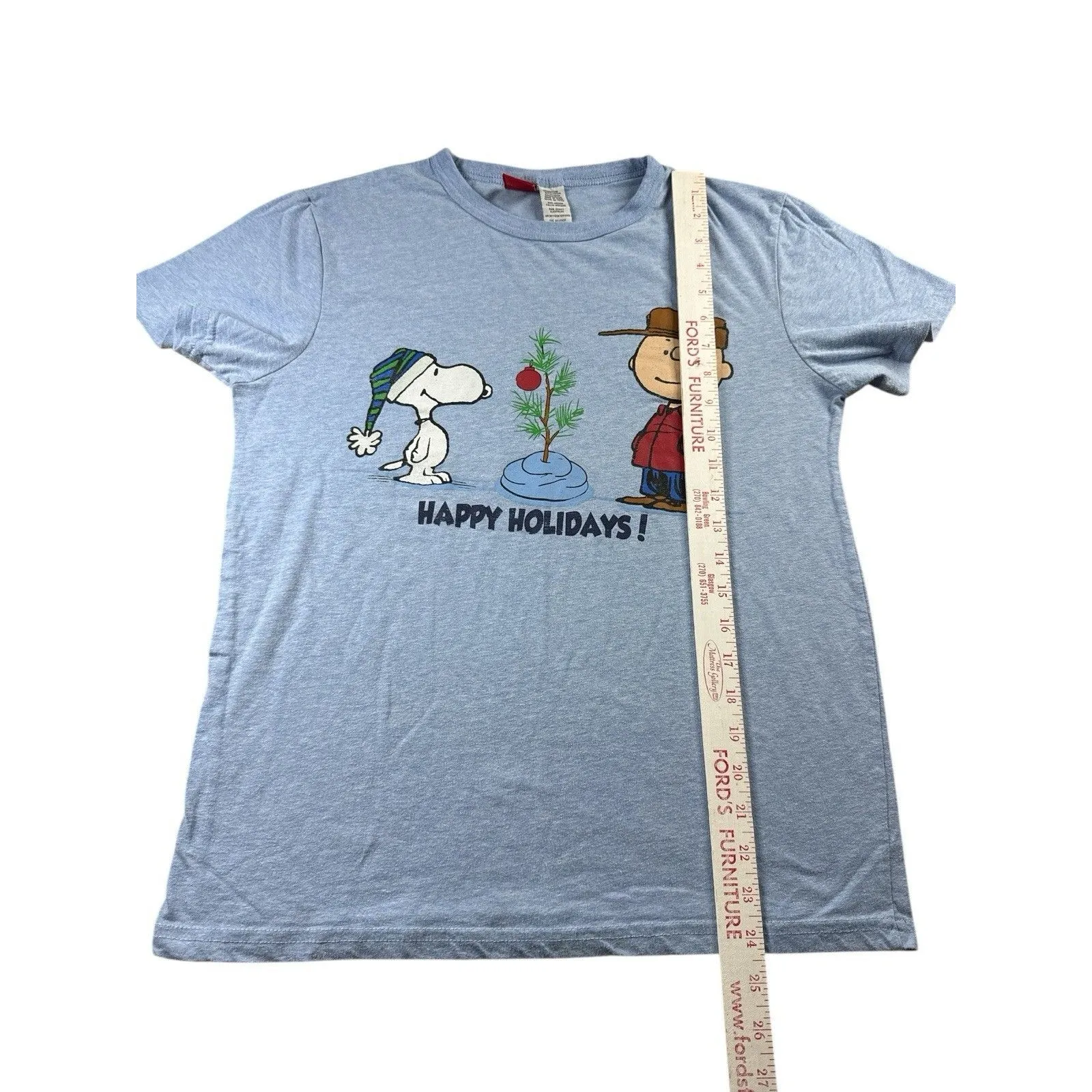 Peanuts‎ Snoopy & Charlie Brown Happy Holidays Sleep Shirt Blue Medium Christmas - Image 6