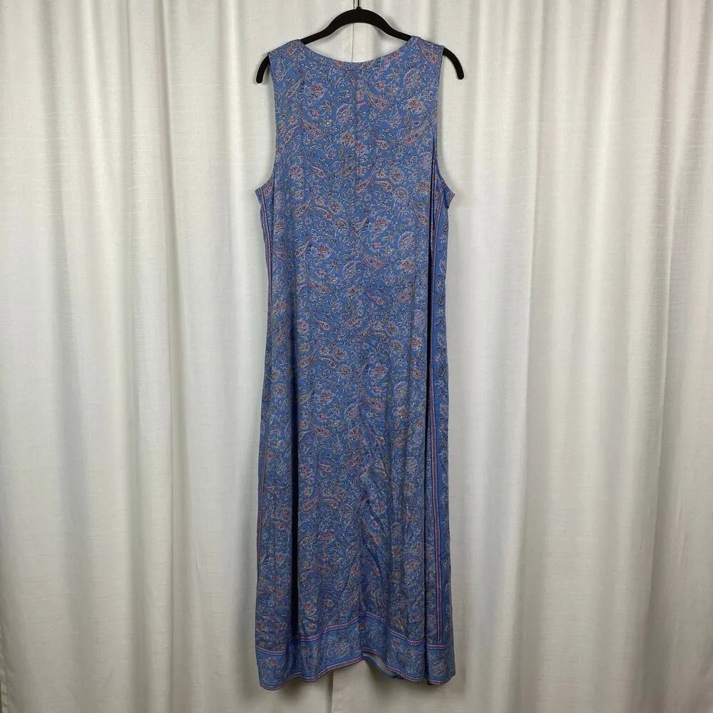 J.Jill Blue Floral Viscose Sleeveless Maxi Dress Sz.L - Image 8