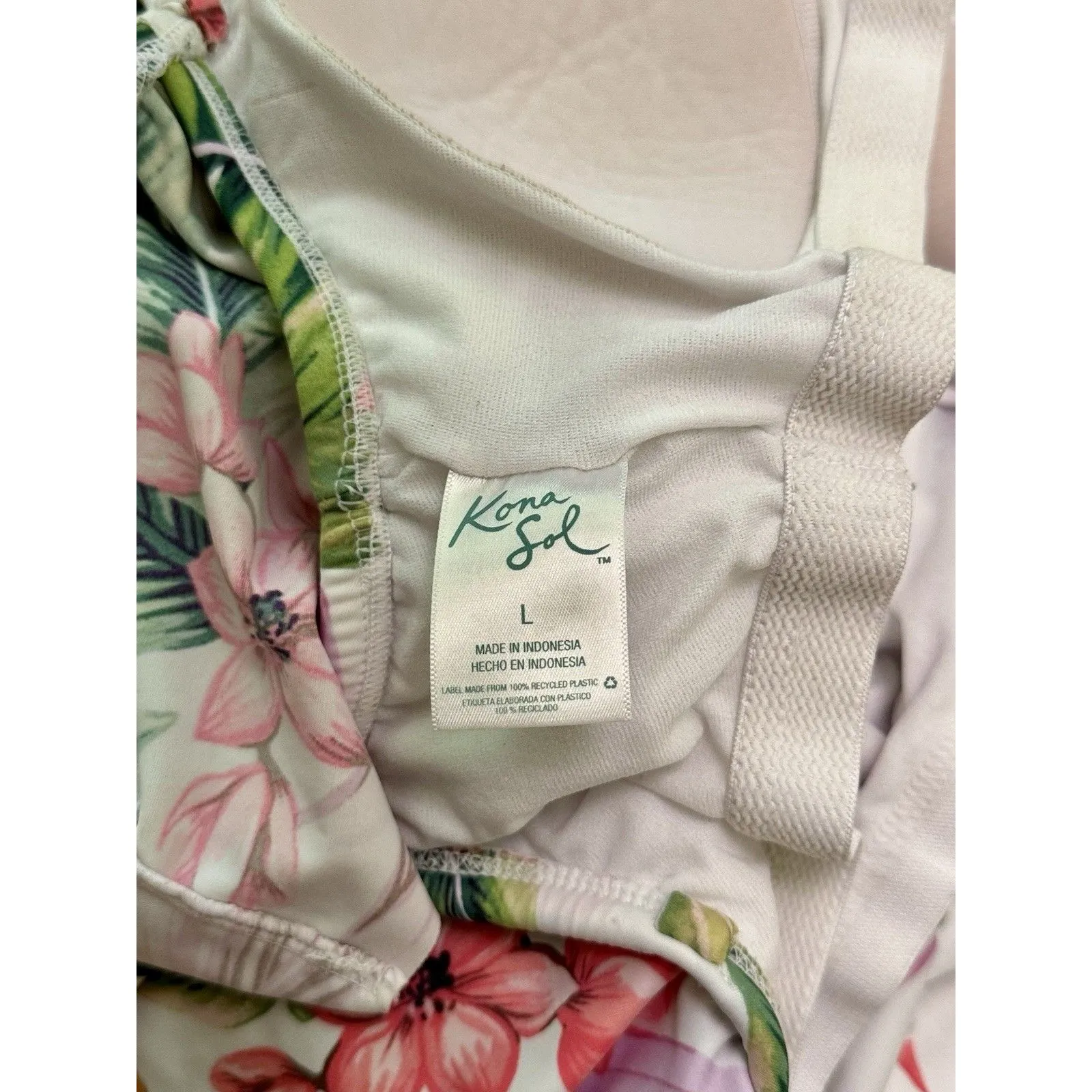 Kona Sol Swim Women's Off Shoulder Flounce High Coverage One Piece Swimsuit L - Image 4