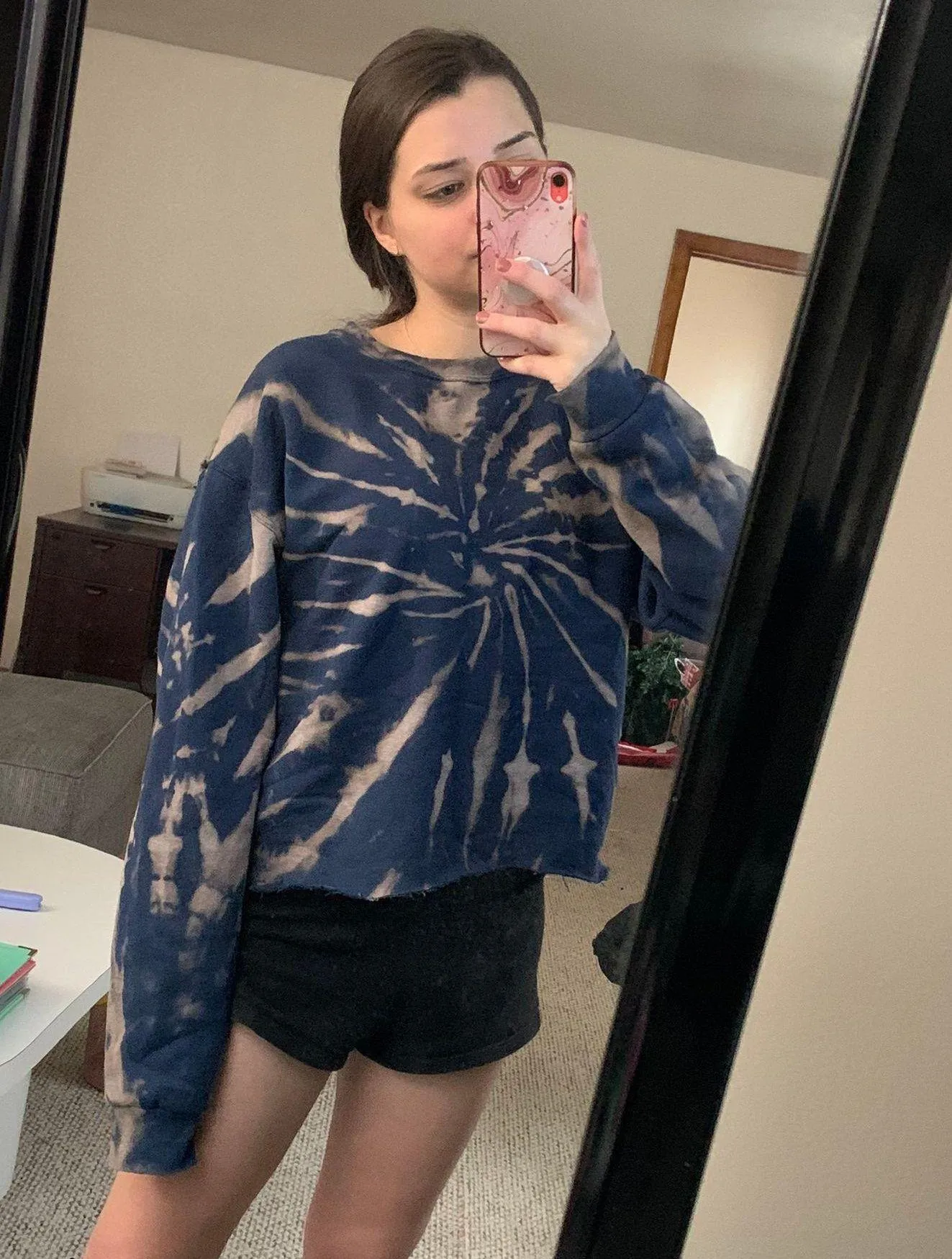 Handmade Bleach Dyed Cropped Crewneck - Image 2