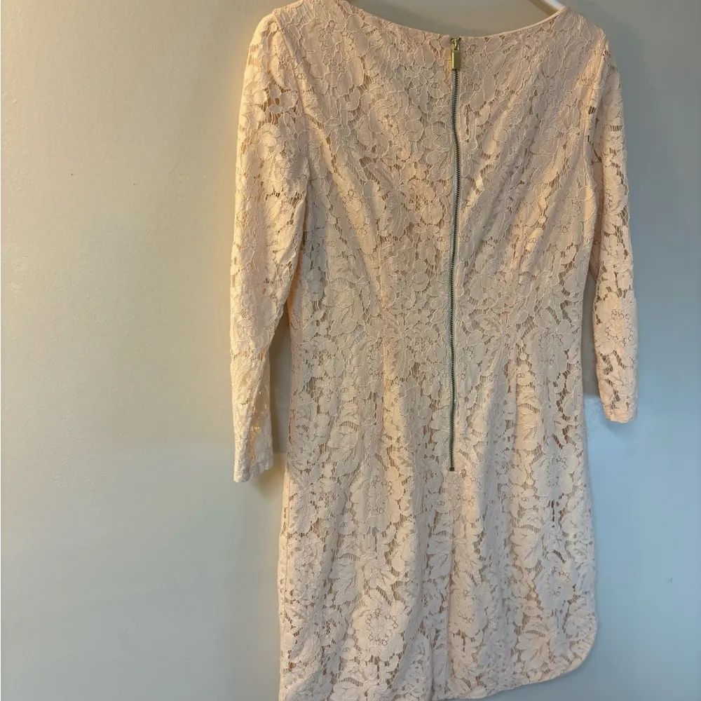 Vince Camuto 3/4 Length Sleeve Lace Dress Sz 6 Shirttail Hem Shift Dress… - Image 9