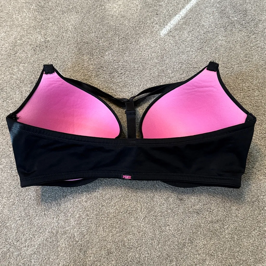 VS PINK Wear Every Where Black Front Close T Back Push Up Bra Size 34 DD - Image 4
