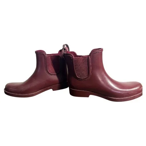 Coach Tyler Burgundy Rubber Chelsea Rain Boots Ankle Women's Size 7B cottagecore - Image 5