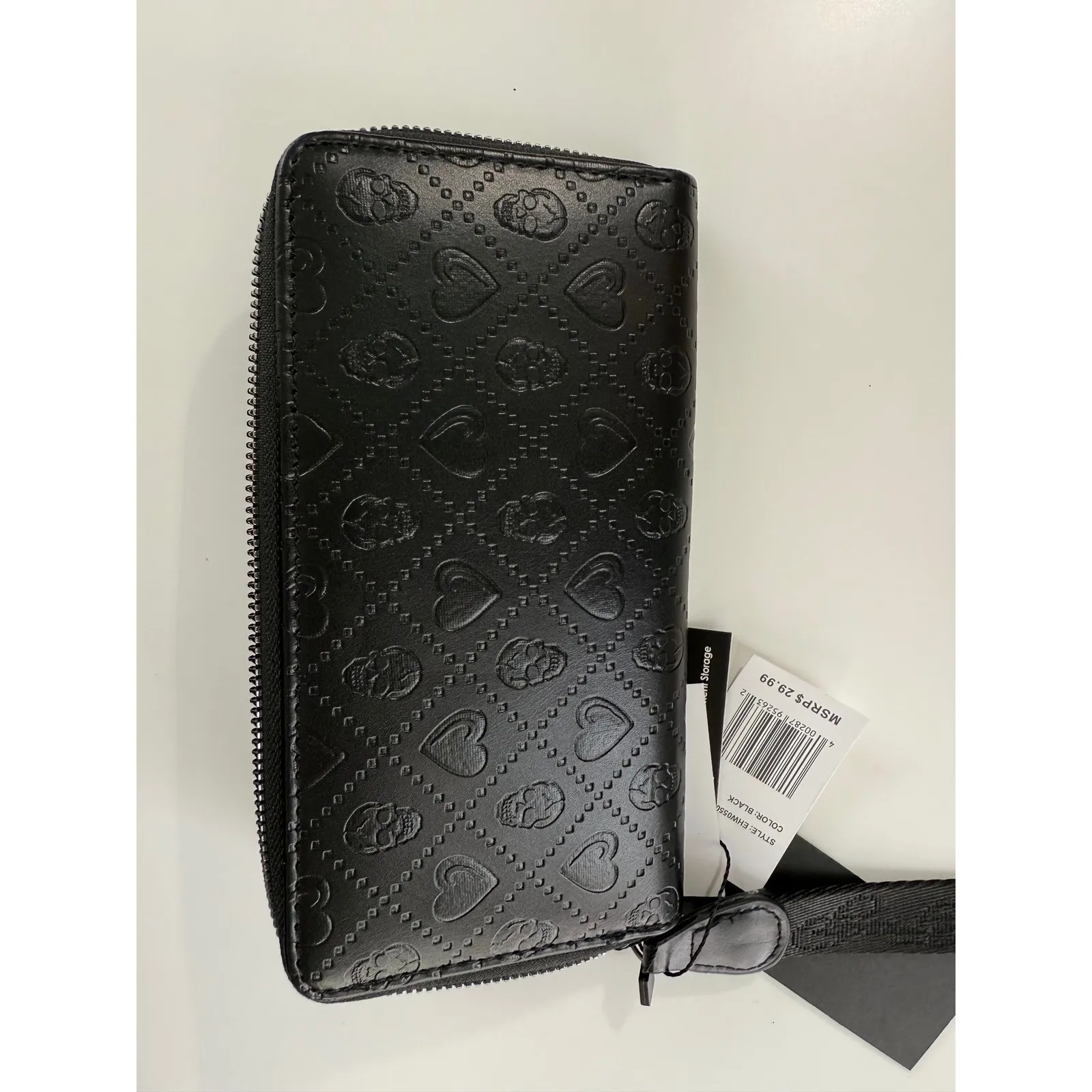 Ed Hardy Black Skull‎ Heart Embossed Zip Around Wallet Wristlet - Image 7
