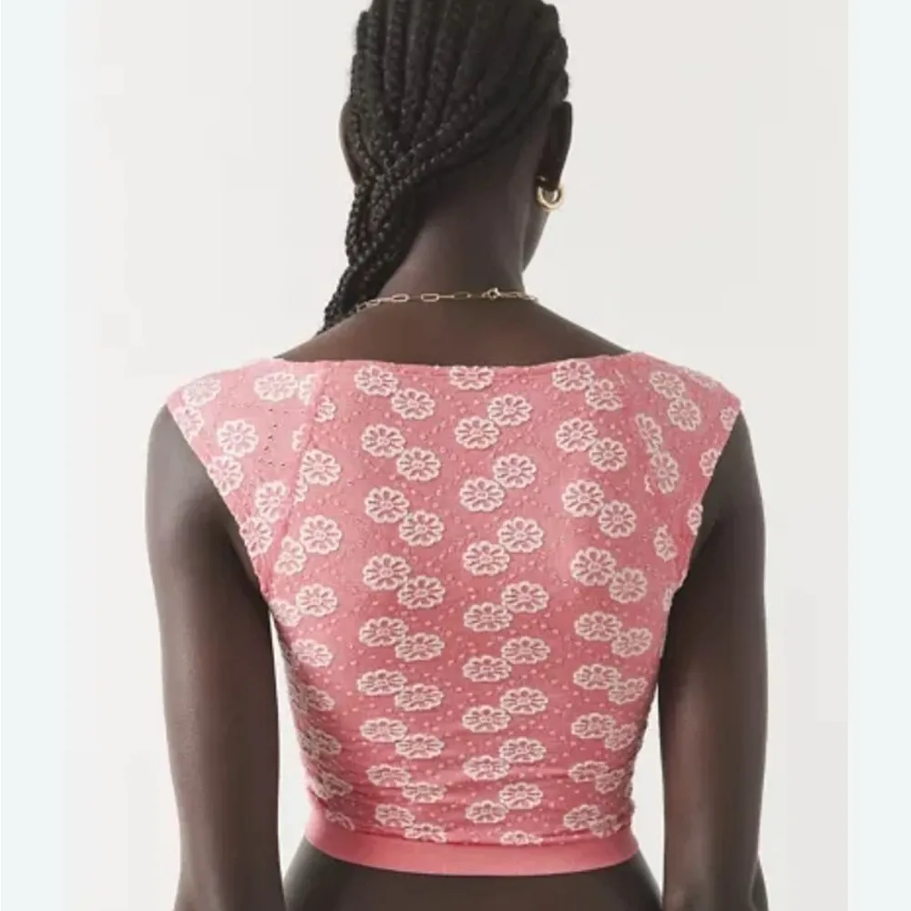 UO Out From Under Flower Power Seamless Crop Top- Pink - Image 2