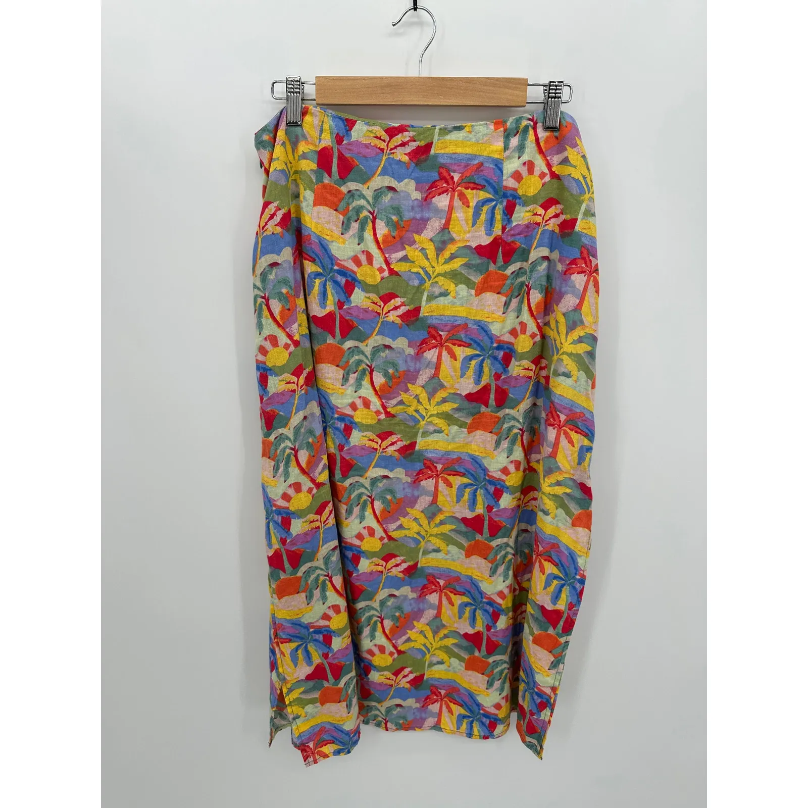 Marine Layer Womens Ryan Palm Print Hemp Blend Skirt Size 12 Tropical Beach - Image 2