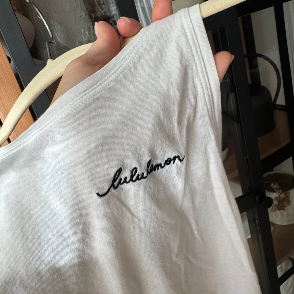Lululemon embroidered all tied up open back tank workout tee vitasea logo - Image 6