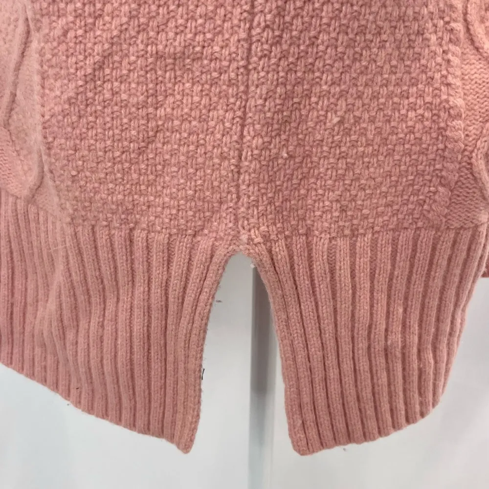 J Crew Cable Knit Patchwork Wool Blend Tunic Sweater Seashell Pink Size Large - Image 9