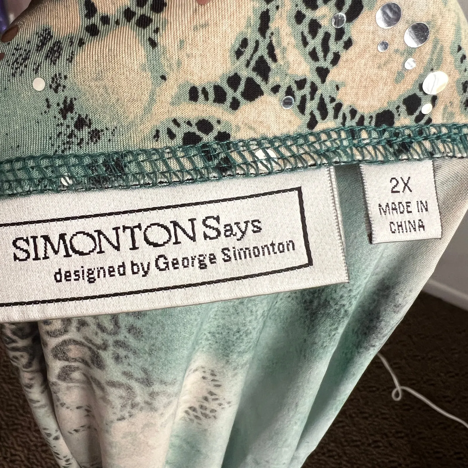 Animal‎ Print Sequin Top Y2K Glam 2000s Grunge Vintage Indie Sleaze 2X Blue - Image 3